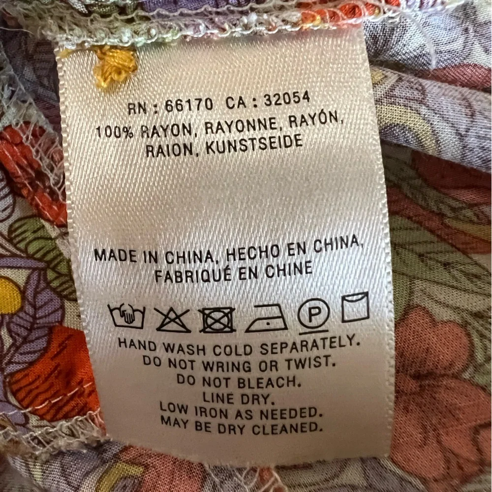 Anthropologie Maeve Button Down Citrus Tie Shirt Sz 8 - Picture 12 of 13